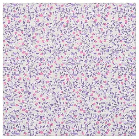 Tissu Doodles floraux rose et violet (Échantillon)