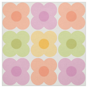 Tissu Dopamine Décor Floral Rétro Années 70 Géométrique