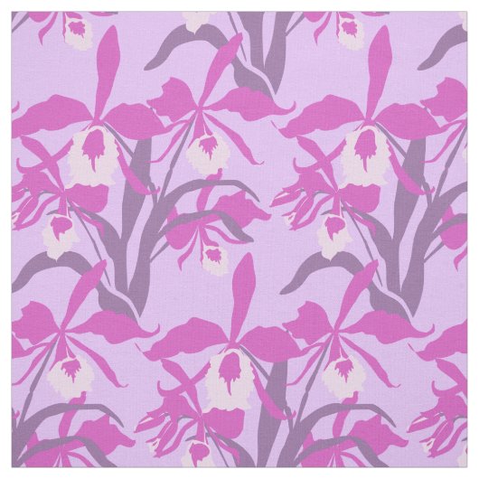 Tissu d'orchidée graphique violet et rose (Échantillon)