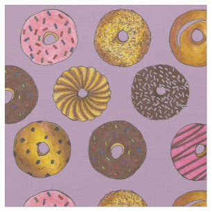 Tissu Doughnut Donuts Purple Breakfast Junk Food Pâtisse