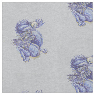 Tissu Dragon bleu