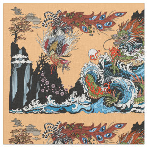 Tissu Dragon et Feng Huang. Illustration par Insima