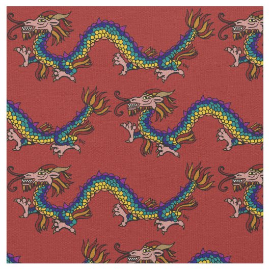 Tissu Dragon oriental (Fermer)