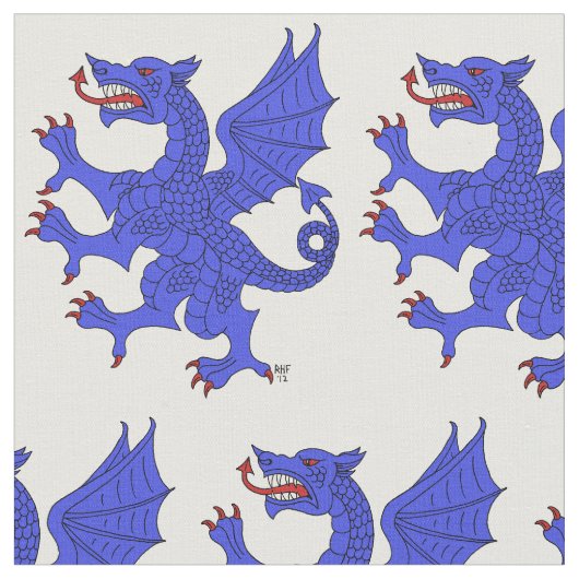 Tissu Dragon Rampant Azure (Fermer)