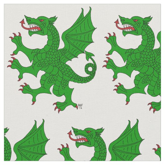 Tissu Dragon Rampant Vert (Fermer)