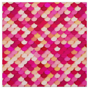 Tissu "Dragon Scales" - magenta, rose chaud et pêche