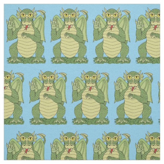 Tissu Dragon vert mignon (Échantillon)