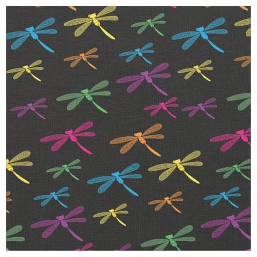 Tissu Dragonflies Colorée Dragonfly Rainbow Black (Fermer)