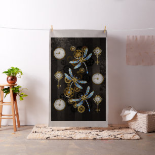 Tissu Dragonflies de Steampunk sur arrière - plan rayé