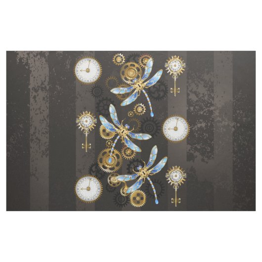 Tissu Dragonflies de Steampunk sur arrière - plan rayé b (Yard)