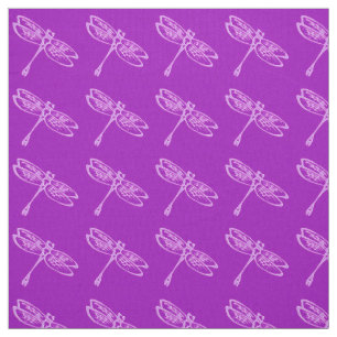 Tissu Dragonflies, orchidée pâle sur violet profond