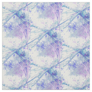 Tissu Dragonfly originale aquarelle dans Blue Mauve Natu