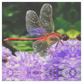 Tissu Dragonfly rouge sur Violet Violet Fleurs (Fermer)