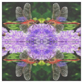 Tissu Dragonfly rouge sur Violet Violet Fleurs (Échantillon)