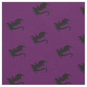Tissu Dragons Défense nationale Silhouettes Violet