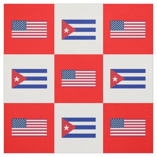 Tissu Drapeau américain, Cuba Drapeau blanc et rouge BG (Échantillon)