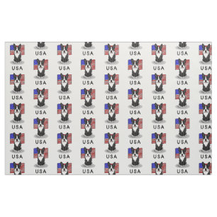 Tissu Drapeau américain mignon Boston Terrier - (noir)
