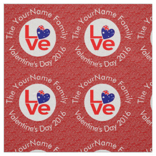 Tissu Drapeau Australien Cœur AMOUR Rouge Texte Personna