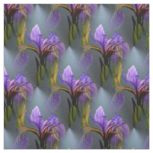 Tissu Drapeau bleu Iris Fleur Nature Motif d'art