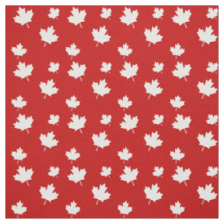 Tissu Drapeau canadien rouge et blanc Motif Feuille d'ér