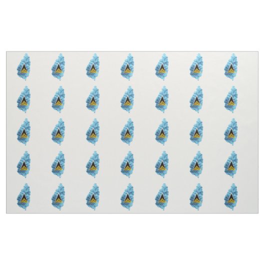 Tissu Drapeau de la carte de Sainte-Lucie (Fat Quarter)