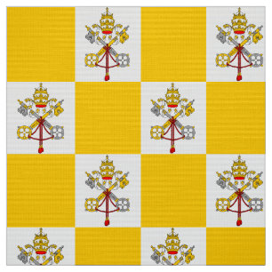 Tissu Drapeau de l'église catholique jaune motif du Vat