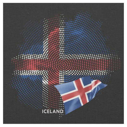 Tissu Drapeau de l'Islande (Fermer)