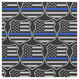 Tissu Drapeau de police américain avec fine ligne bleue