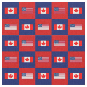 Tissu Drapeau des États-Unis, drapeau du Canada en bleu
