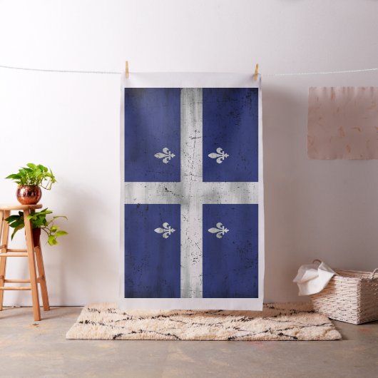 Tissu Drapeau du Québec style grunge érodé (In Situ)
