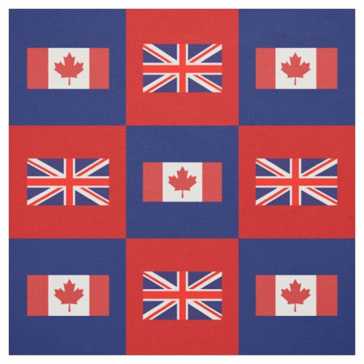 Tissu Drapeau du Royaume-Uni, Drapeau du Canada en bleu (Échantillon)