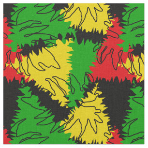 Tissu Drapeau Rasta Couleurs Palm Feuille Jamaïcain Moti