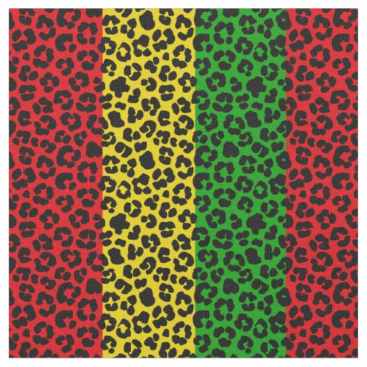 Tissu Drapeau Rasta Motif Empreinte de léopard couleur (Fermer)