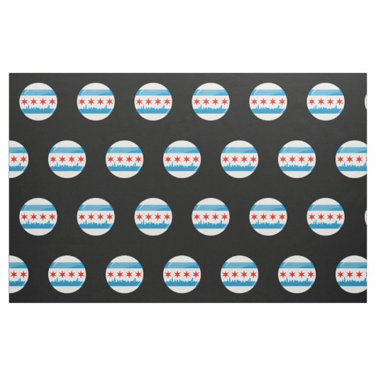 Tissu Drapeau rond brillant de Chicago (Fat Quarter)
