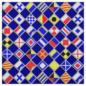 Tissu Drapeaux nautiques classiques sur le bleu marine (Échantillon)