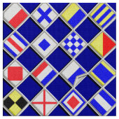 Tissu Drapeaux nautiques classiques sur le bleu marine (Fermer)