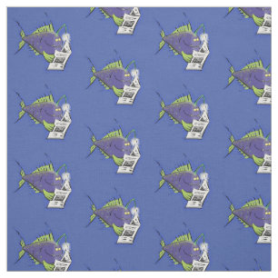 Tissu Drôle caricature de poisson de pêcheur