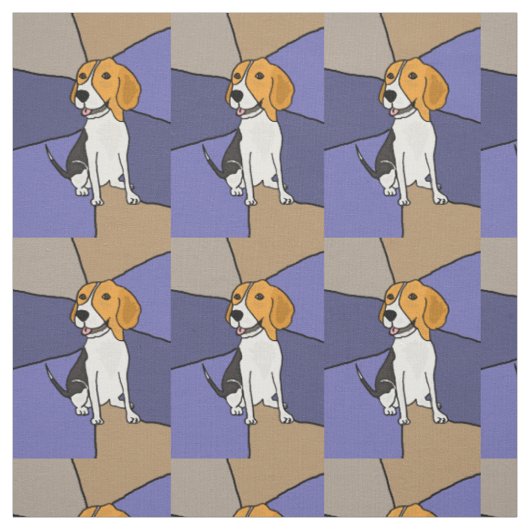 Tissu drôle d'art abstrait de chien de beagle (Échantillon)