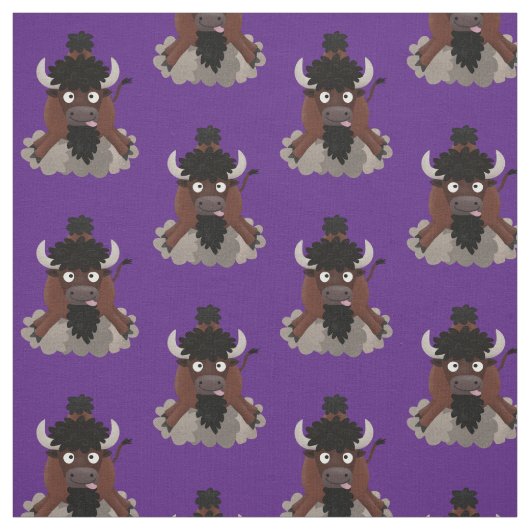 Tissu Drôle dessin animé de bison de buffle (Échantillon)