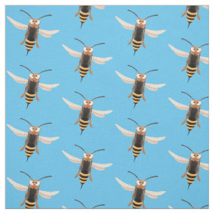 Tissu Drôle dessin animé de guêpe à cornet en colère