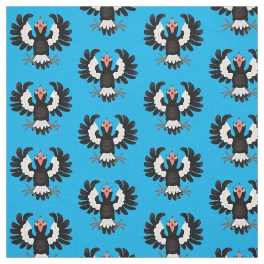 Tissu Drôle dessin animé de Magpie australienne (Échantillon)