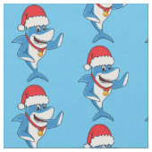 Tissu Drôle dessin animé de requin de Noël (Fermer)