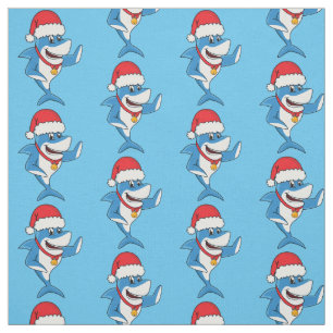 Tissu Drôle dessin animé de requin de Noël