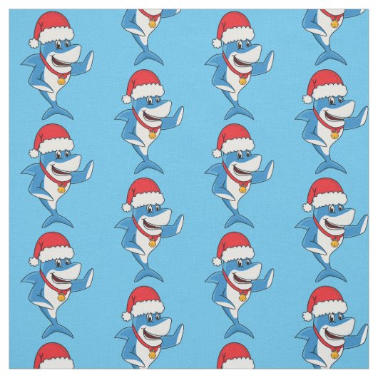 Tissu Drôle dessin animé de requin de Noël (Échantillon)