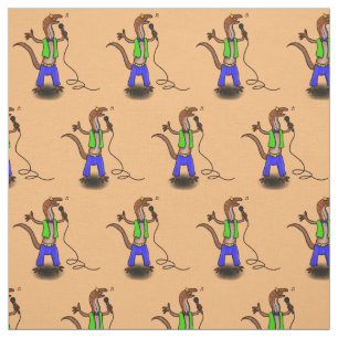 Tissu Drôle lézard chantant avec bande dessinée de micro