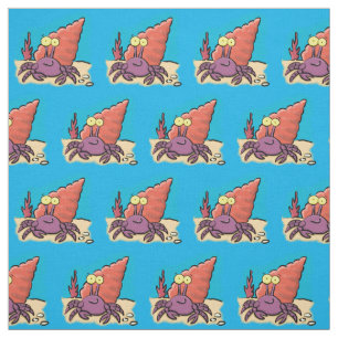 Tissu Drôle mignon caricature pourpre crabe ermite