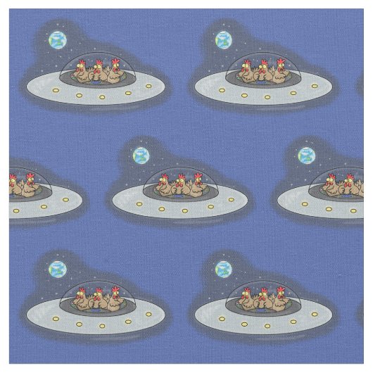 Tissu Drôle poule dans l'espace dessin animé (Fermer)
