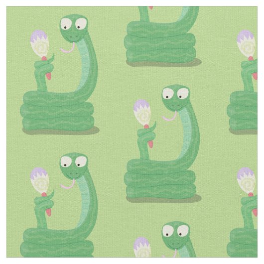 Tissu Drôle serpent vert avec caricature maraca (Fermer)