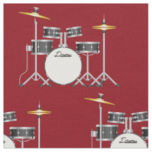 Tissu Drum Set Musique Musicien Salle Décor Rouge