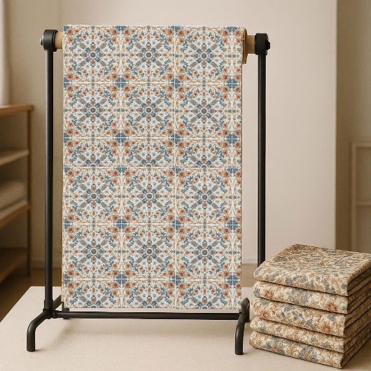 Tissu Earthy Tones Boho Floral Pattern Minimalistic Chic